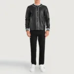 Willis Black Leather Varsity Jacket 3