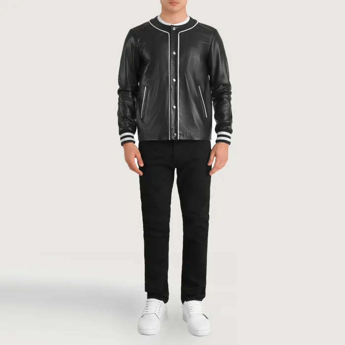 Willis Black Leather Varsity Jacket 3