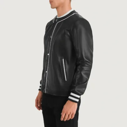 Willis Black Leather Varsity Jacket 2