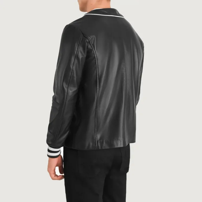 Willis Black Leather Varsity Jacket 5