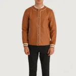 Willis Tan Brown Leather Varsity Jacket 4