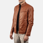 Ionic Brown Leather Biker Jacket 2