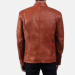 Ionic Tan Brown Leather Biker Jacket 5