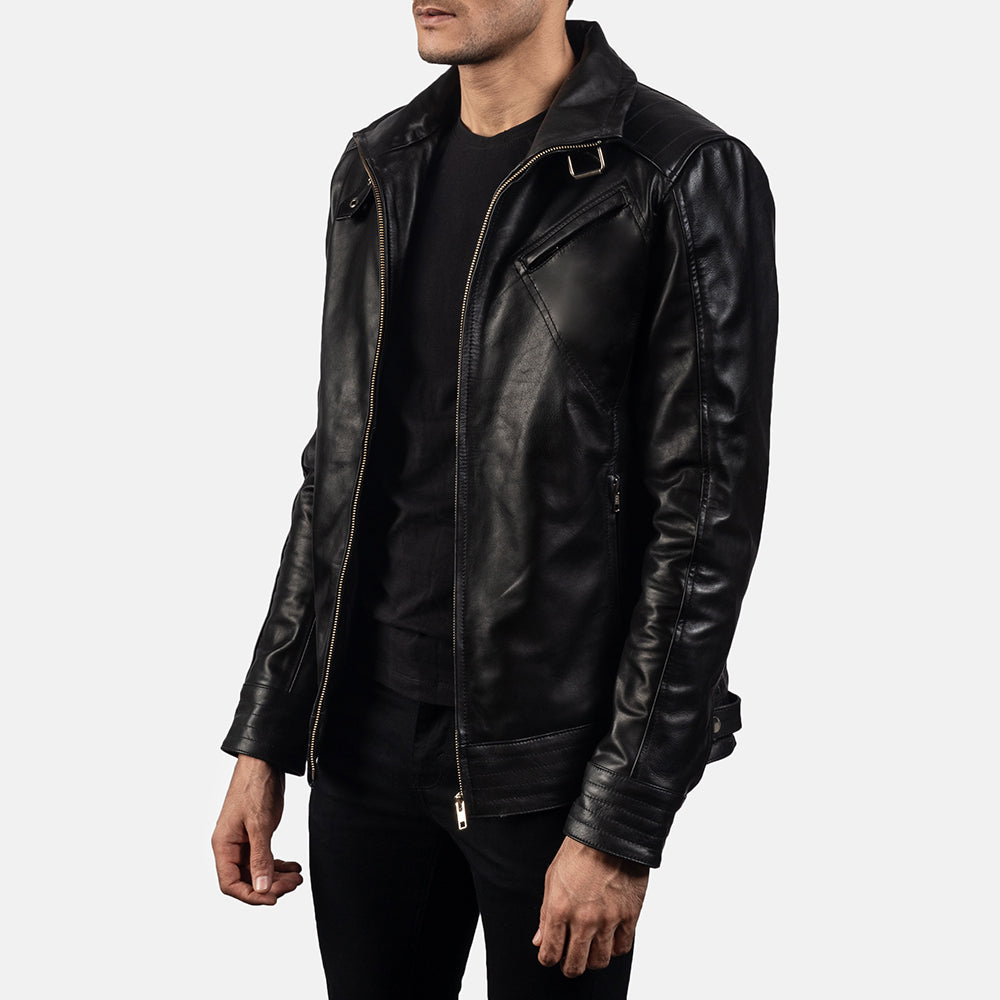 Legacy Black Leather Biker Jacket 2