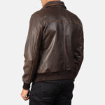 Aaron Brown Leather Bomber Jacket 6