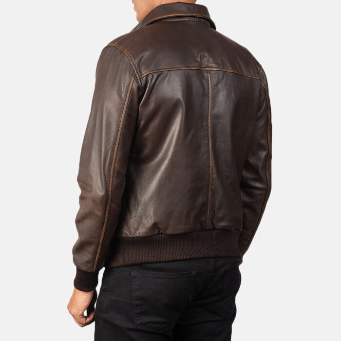 Aaron Brown Leather Bomber Jacket 6