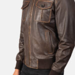 Aaron Brown Leather Bomber Jacket 5