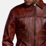 Abstract Maroon Leather Jacket 3