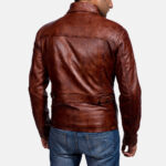 Abstract Maroon Leather Jacket 4