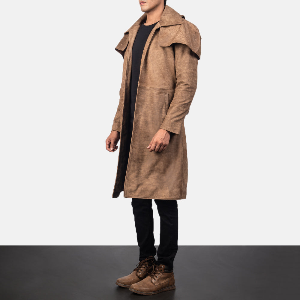Army Brown Leather Duster 2