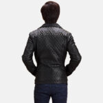 Black Studded Leather Biker Jacket 4