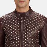 Blix Bono Maroon Leather Biker Jacket 6