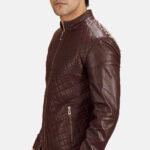 Rumano Jae Maroon Leather Biker Jacket 4