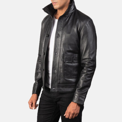 Columbus Black Leather Bomber Jacket 2