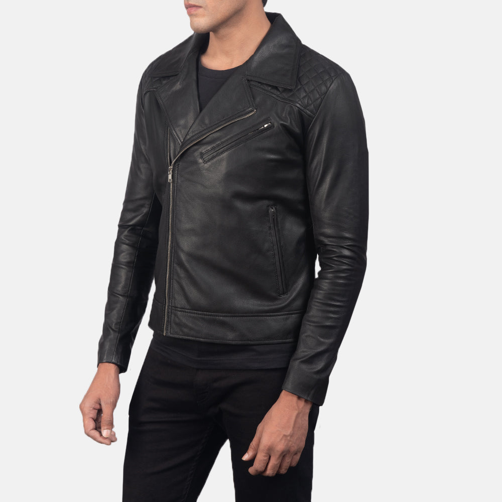 Danny Quilted Black Leather Biker Jacket 2