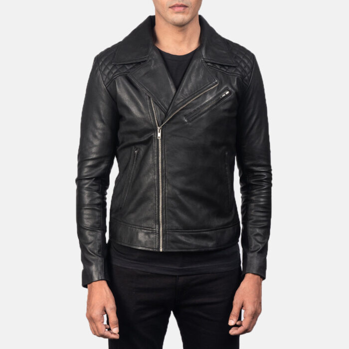 Danny Quilted Black Leather Biker Jacket 3