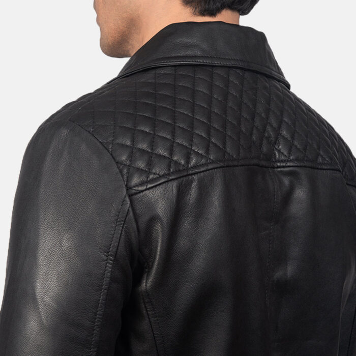 Danny Quilted Black Leather Biker Jacket 6