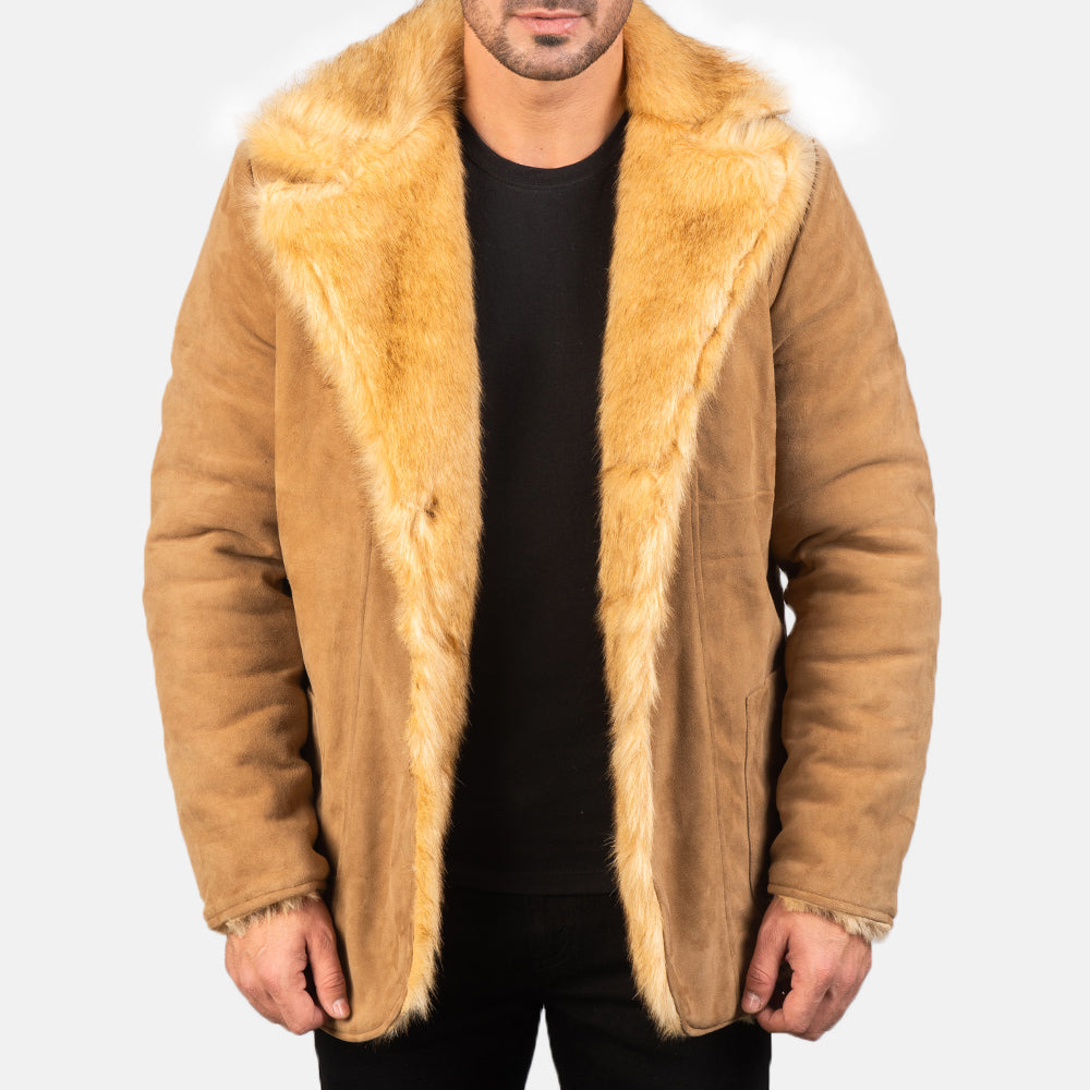 Furlong Beige Suede Leather Coat 2