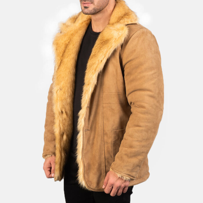 Furlong Beige Suede Leather Coat 4