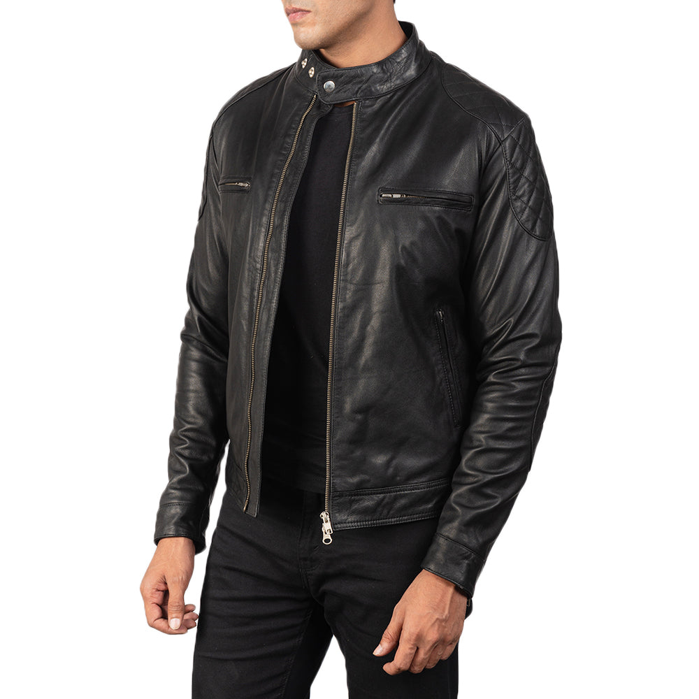 Gatsby Black Leather Biker Jacket 2