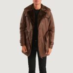 Hunter Distressed Brown Fur Leather Coat 3