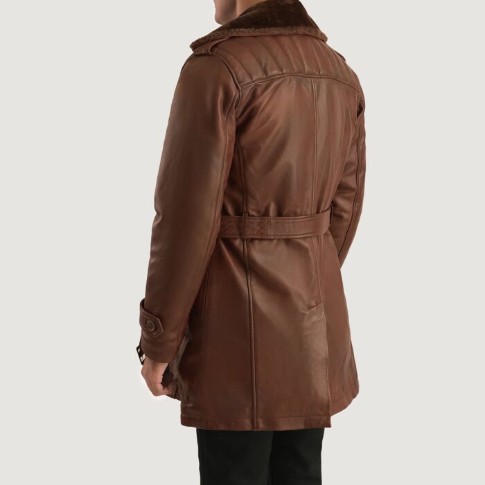 Hunter Distressed Brown Fur Leather Coat 5