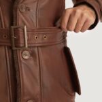Hunter Distressed Brown Fur Leather Coat 6