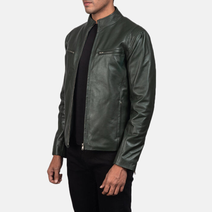 Ionic Green Leather Biker Jacket 2