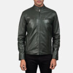 Ionic Green Leather Biker Jacket 3