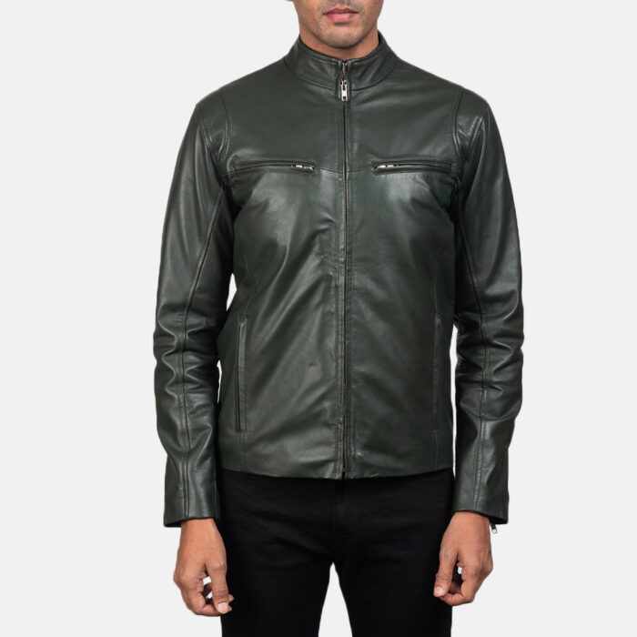 Ionic Green Leather Biker Jacket 3