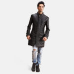 Midlander Quilted Black Leather Coat 4