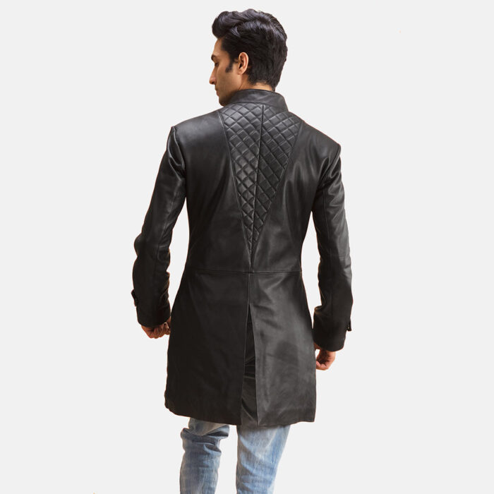 Midlander Quilted Black Leather Coat 3