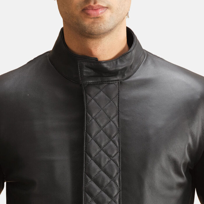 Midlander Quilted Black Leather Coat 5