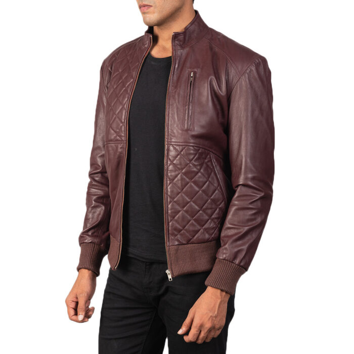 Moda Maroon Leather Bomber Jacket 2