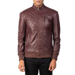 Moda Maroon Leather Bomber Jacket 3