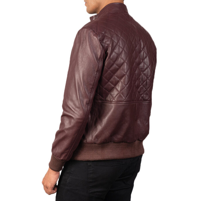 Moda Maroon Leather Bomber Jacket 6