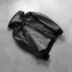 Nintenzo Black Hooded Leather Bomber Jacket 8