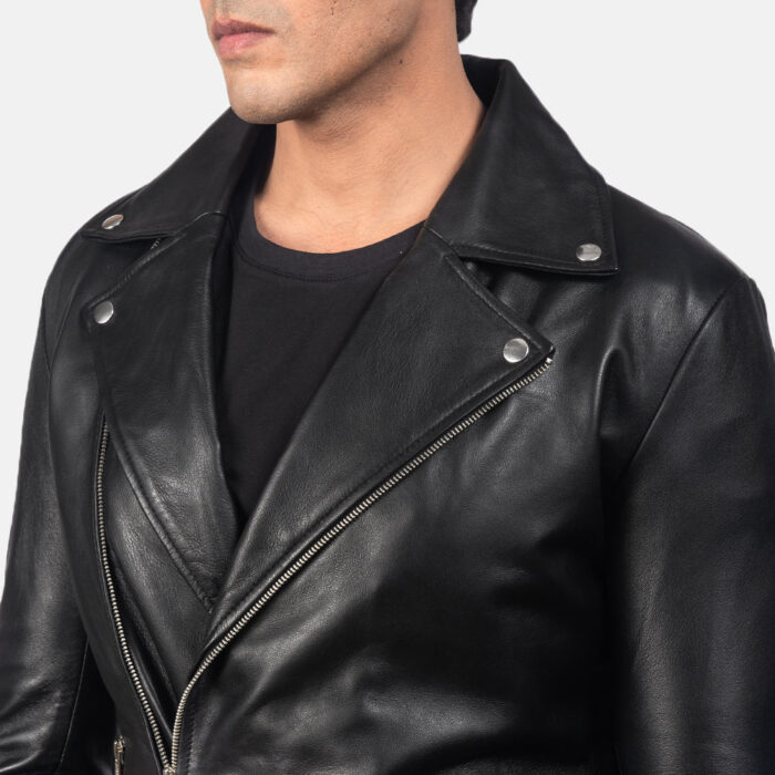 Noah Black Leather Biker Jacket 5