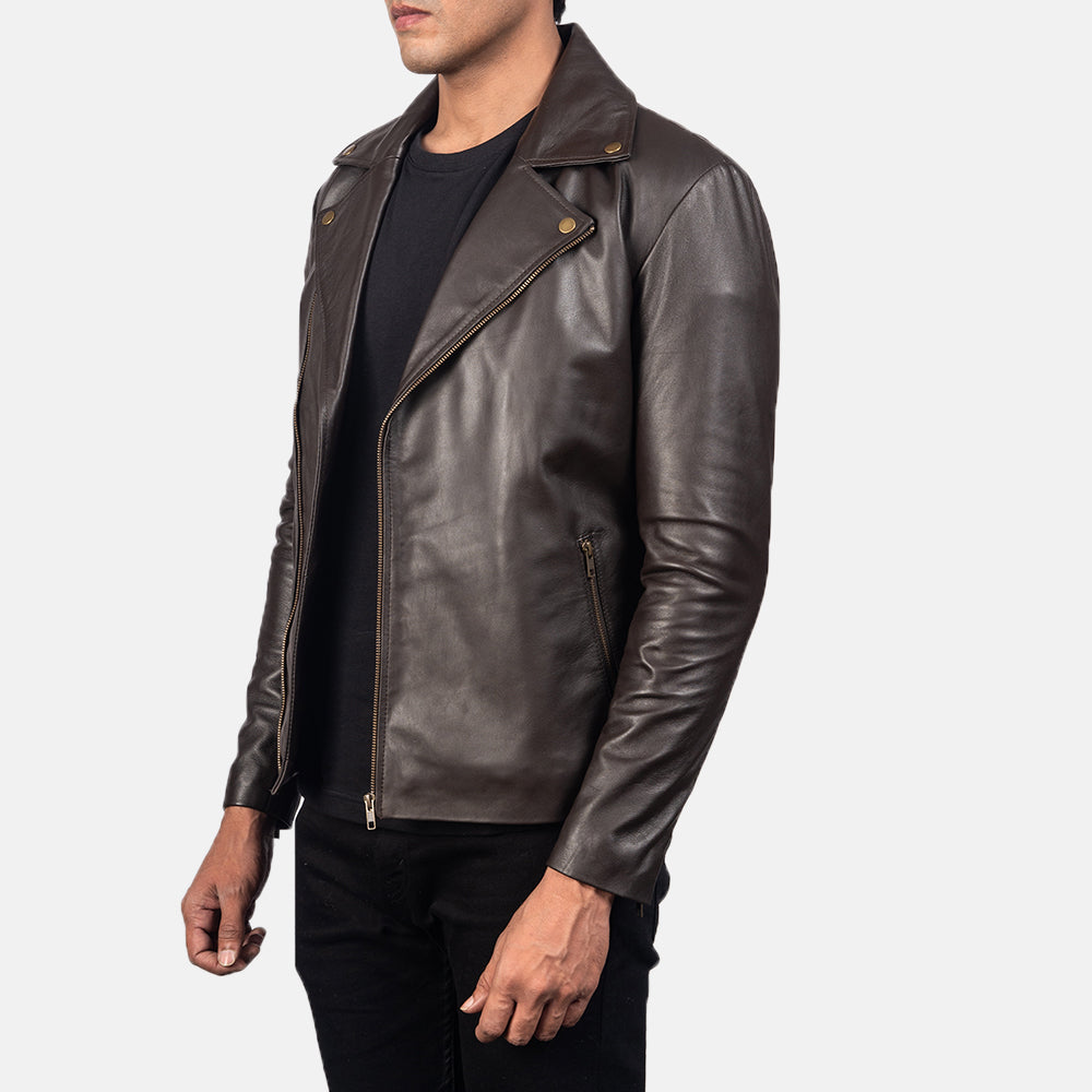 Noah Brown Leather Biker Jacket 2