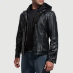 Highschool Black Hooded Leather Jacket 2