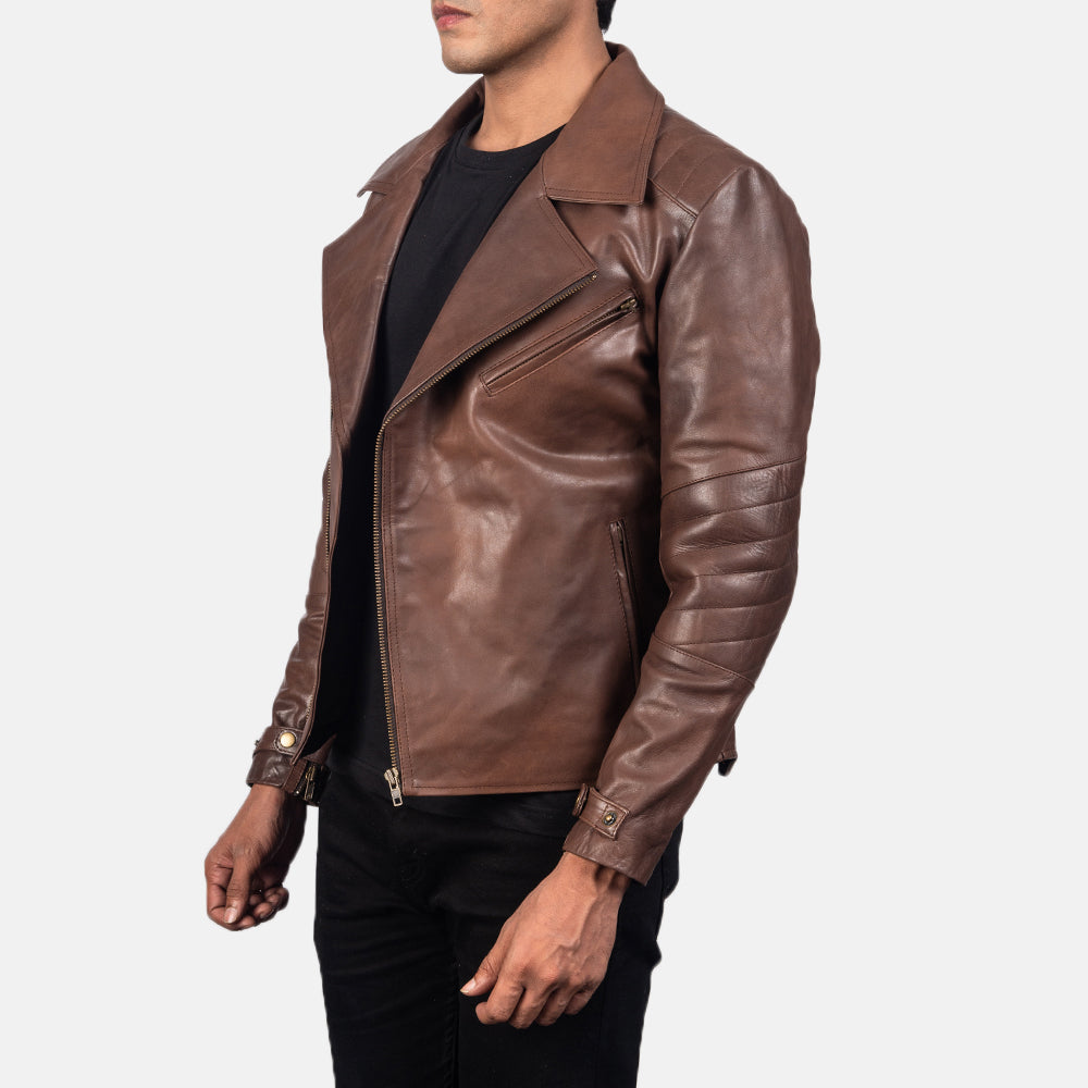 Raiden Brown Leather Biker Jacket 2