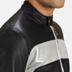 Randolf Silver Black Leather Biker Jacket 3