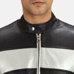 Randolf Silver Black Leather Biker Jacket 6