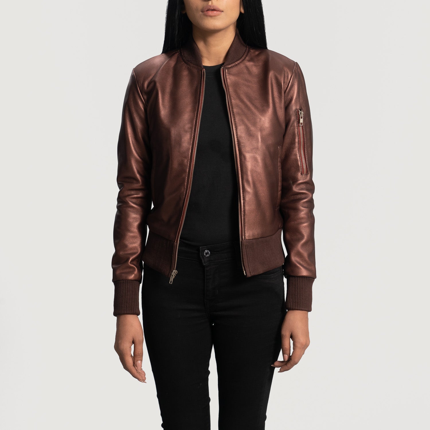 Reida Maroon Leather Bomber Jacket 2