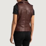 Rhonda Maroon Leather Biker Vest 5