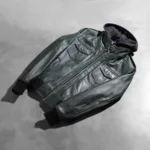 Roslyn Green Hooded Leather Bomber Jacket 8