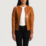 Sandy Tan Dye Leather Biker Jacket 3