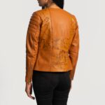 Sandy Tan Dye Leather Biker Jacket 6