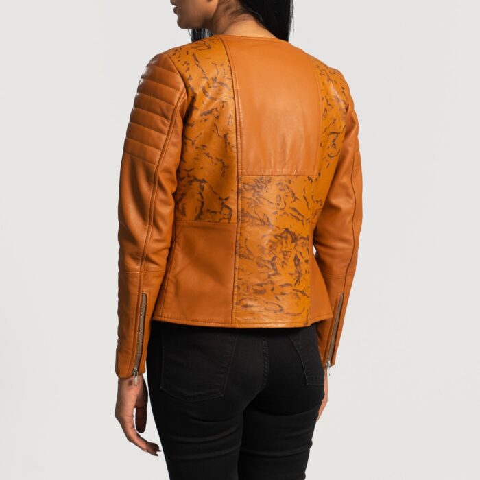 Sandy Tan Dye Leather Biker Jacket 6
