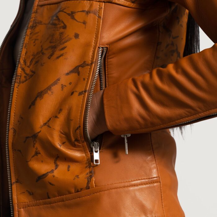 Sandy Tan Dye Leather Biker Jacket 5